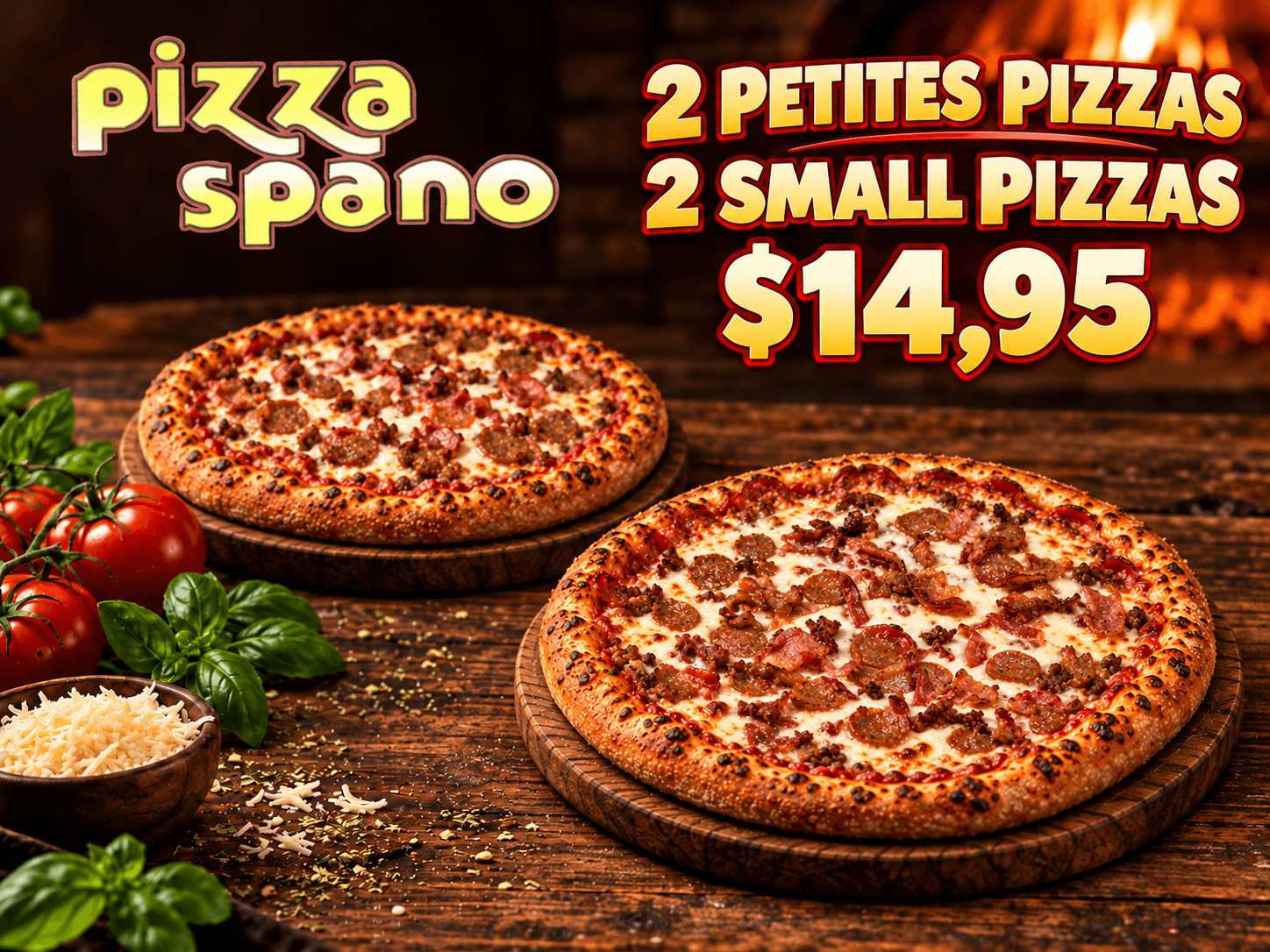 2 petites pizzas 14.94$